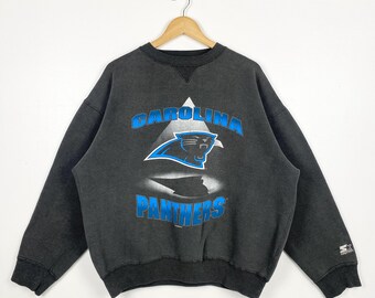 90s NFL Carolina 'panthers' Crewneck Sweatshirt Print Logo Faded