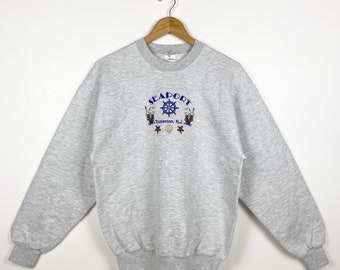 Vintage Seaport Tuckerton New Jersey Crewneck Sweatshirt Embroidery Logo Grey Color Men’s M