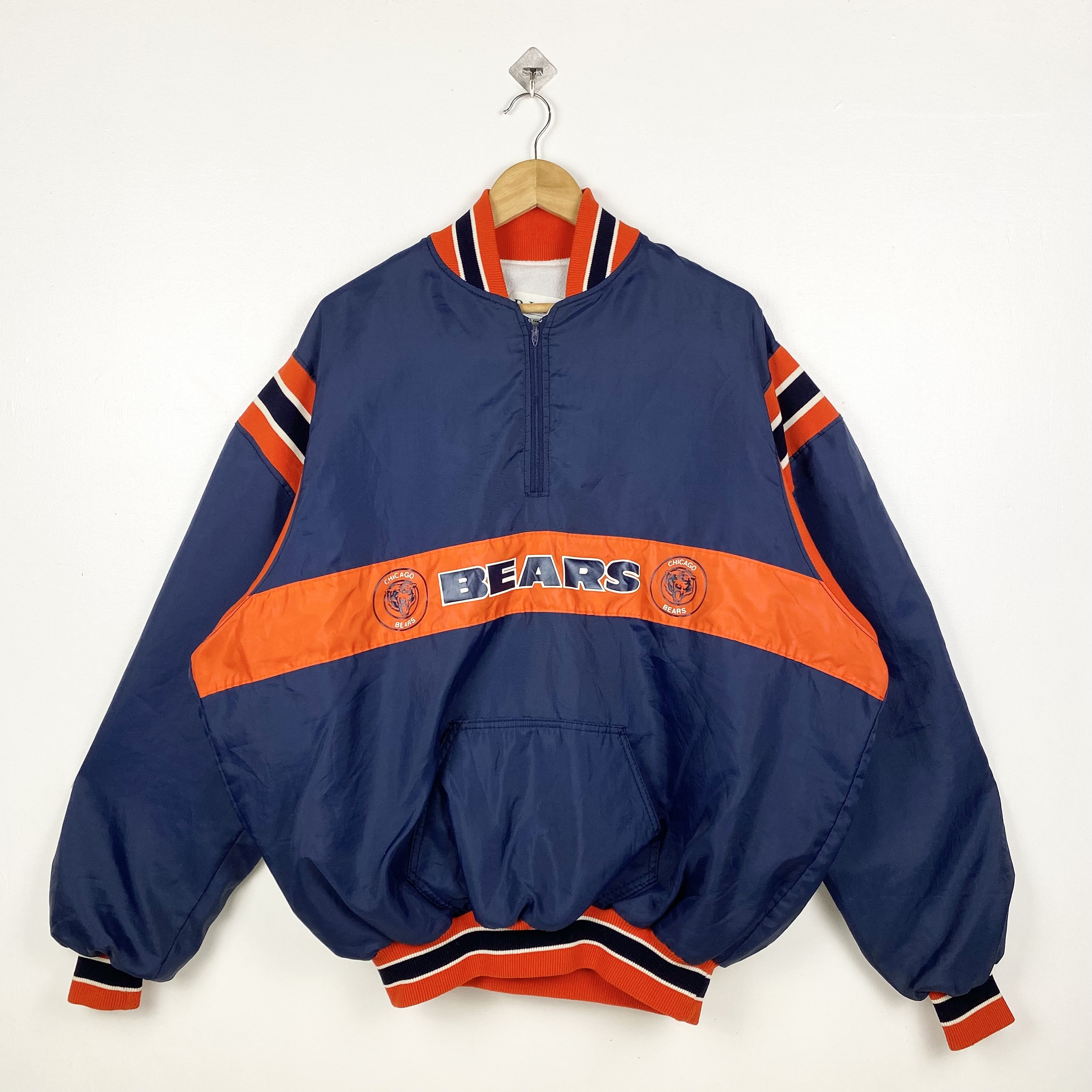 80s NFL Chicago 'bears' Jacket Print Logo Blue, Orange Color Men's