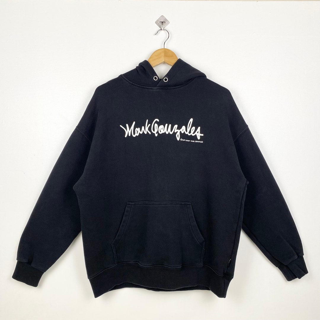 さらに100円引き◆Mark Gonzales◆MOTION SIGN LOGO SWEATSHIRT Vintage Mark Gonzales Hoodie Print Logo Black Color Men's L