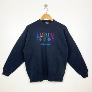 90s Florida Crewneck Sweatshirt Embroidery Logo Black Color Men’s L