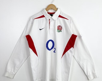 England 2001/2002 Rugby Union Nike Vintage Shirt Long Sleeve Size