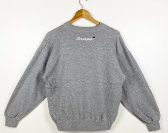 Vintage Peanuts 'snoopy' Crewneck Sweatshirt Print Logo Grey