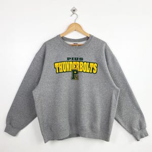 Vintage Piu Thunderbolts Crewneck Sweatshirt Print Logo Grey Color Men’s XL