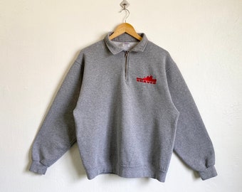Sudadera vintage Shaver con logo bordado, color gris, para hombre, talla L