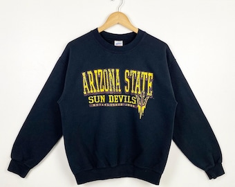 Vintage NCAA Arizona State University ‘Sun Devils’ Crewneck Sweatshirt Print Logo Black Color Men’s M