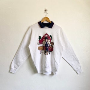 90s Gopher Art Sweatshirt Print Logo White Color Men’s L