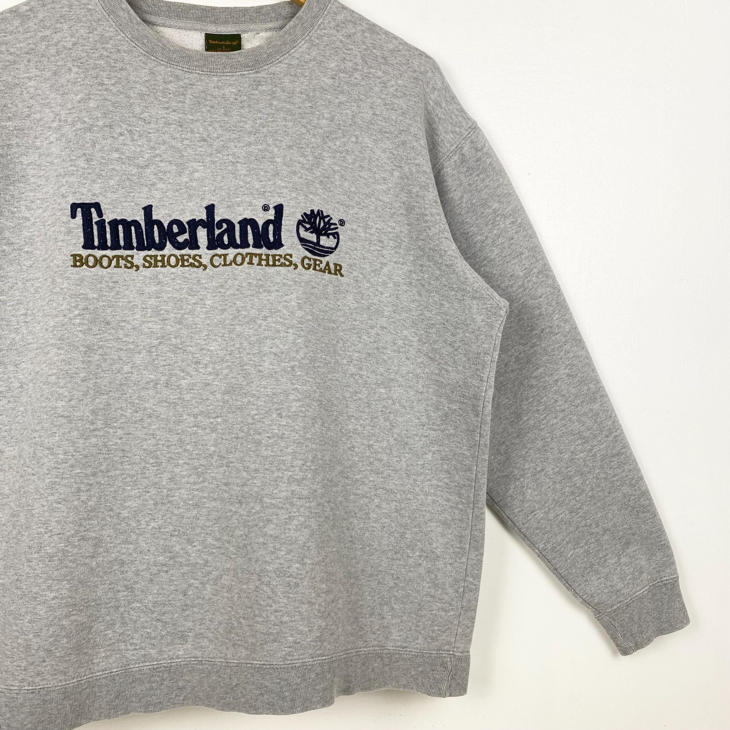 【Timberland】 ★ Sweatshirt Crew-neck ★ Vintage Timberland Crewneck Sweatshirt Embroidery Logo Grey