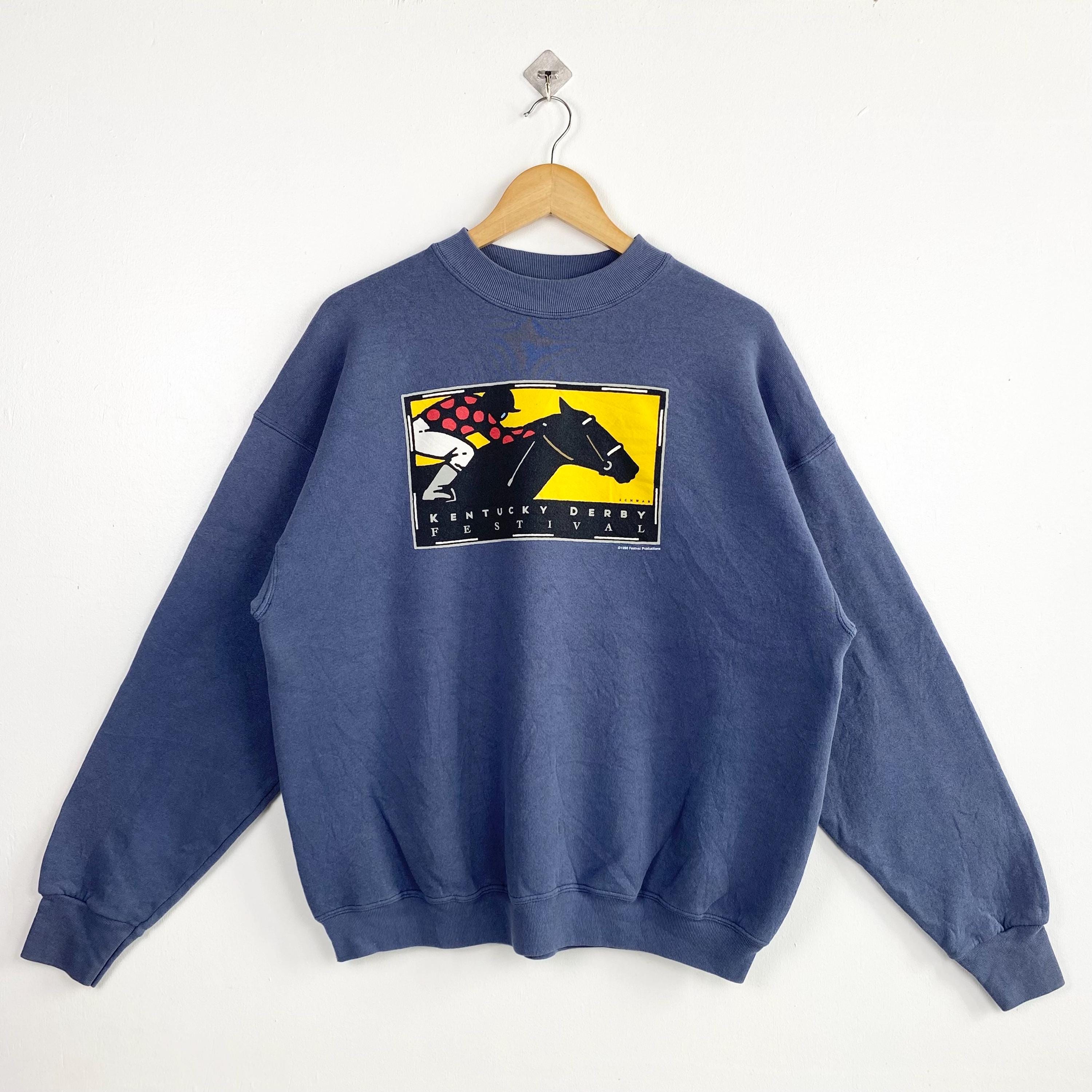 90s Kentucky Derby Festival Crewneck Sweatshirt Print Logo Blue 