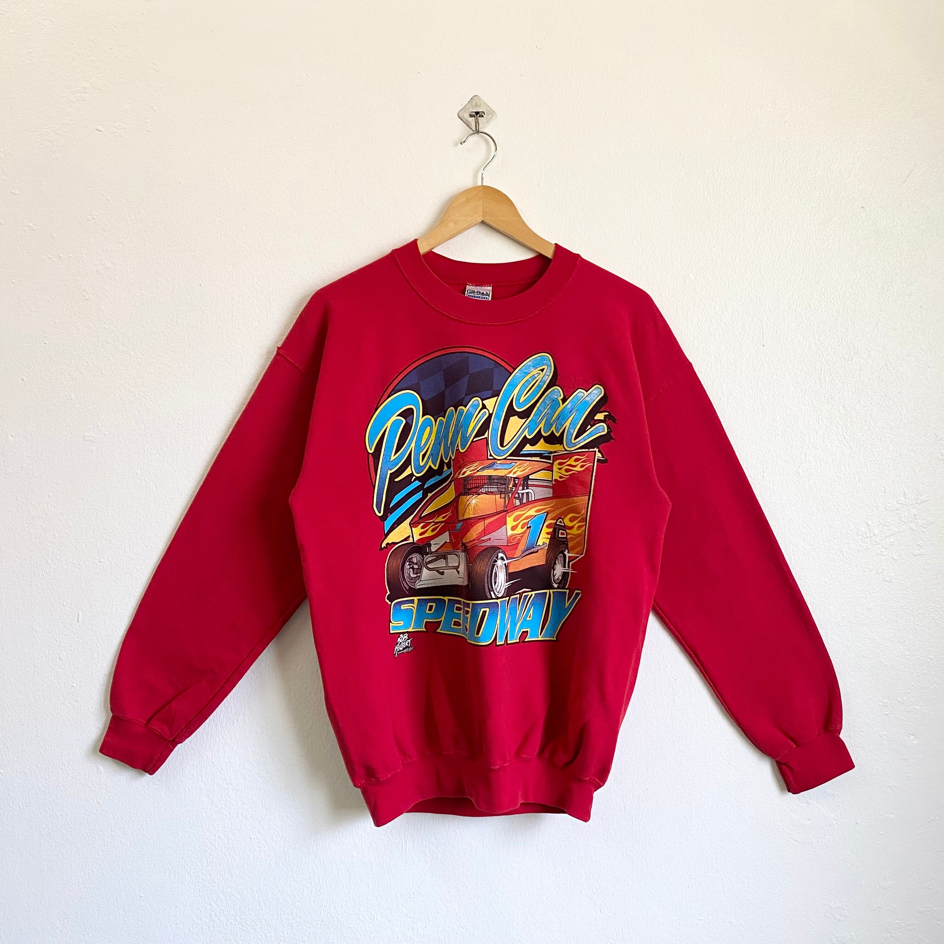 Vintage Penn Can Speedway Crewneck Sweatshirt Print Logo Red Vintage Penn Can Speedway Crewneck Sweatshirt Print Logo Red