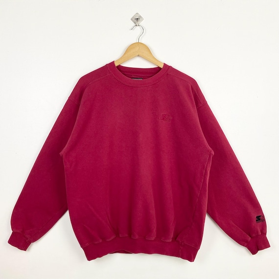 Starter, Vintage Distressed Starter Crewneck Sweatshirt Embroidery Logo Red Color Men’s L