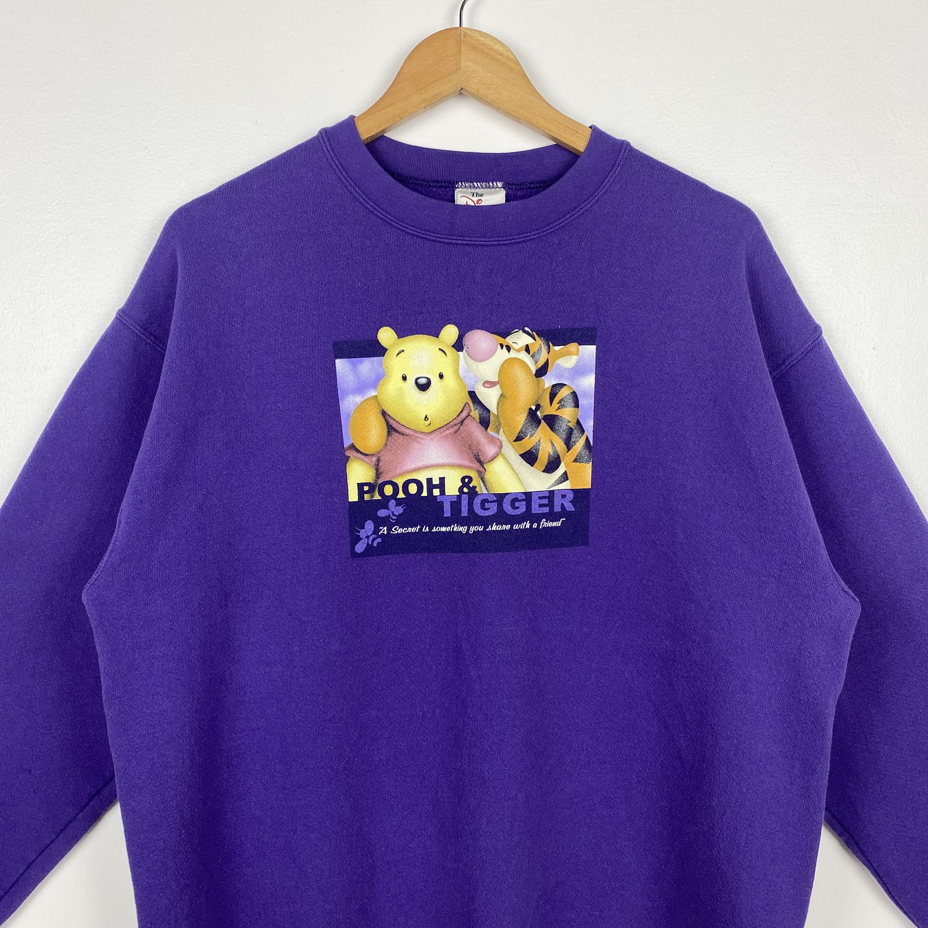 90s Winnie the Pooh Tigger Sweatshirt Print Logo Purple Color 