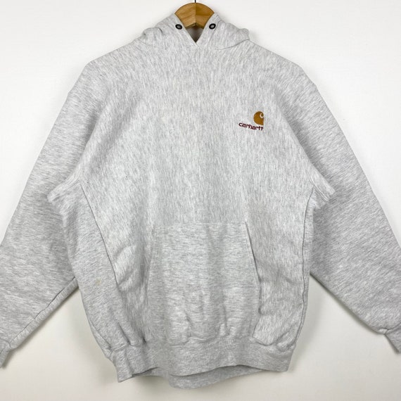 Sweat a capuche Carhartt des annees 90 avec logo brode gris pour homme M Etsy France