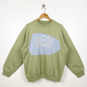 Sudadera vintage Gap con cuello redondo y logotipo bordado en color verde para hombre M