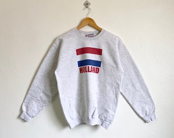 90s Holland Crewneck Sweatshirt Print Logo Grey Color Men’s M