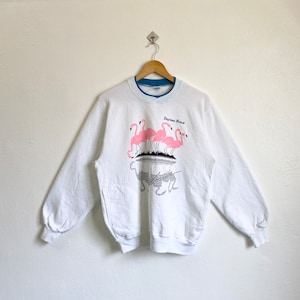 90s Daytona Beach Florida Crewneck Sweatshirt Print Logo White Color Men’s XL
