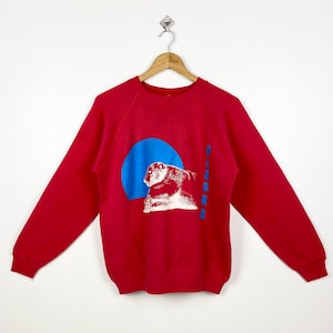 80s Alaska Crewneck Sweatshirt Print Logo Red Color Men’s Fit S
