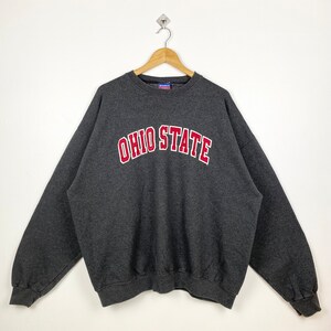 Vintage NCAA Ohio State University ‘Buckeyes’ Crewneck Sweatshirt Embroidery Logo Grey Color Men’s XXL