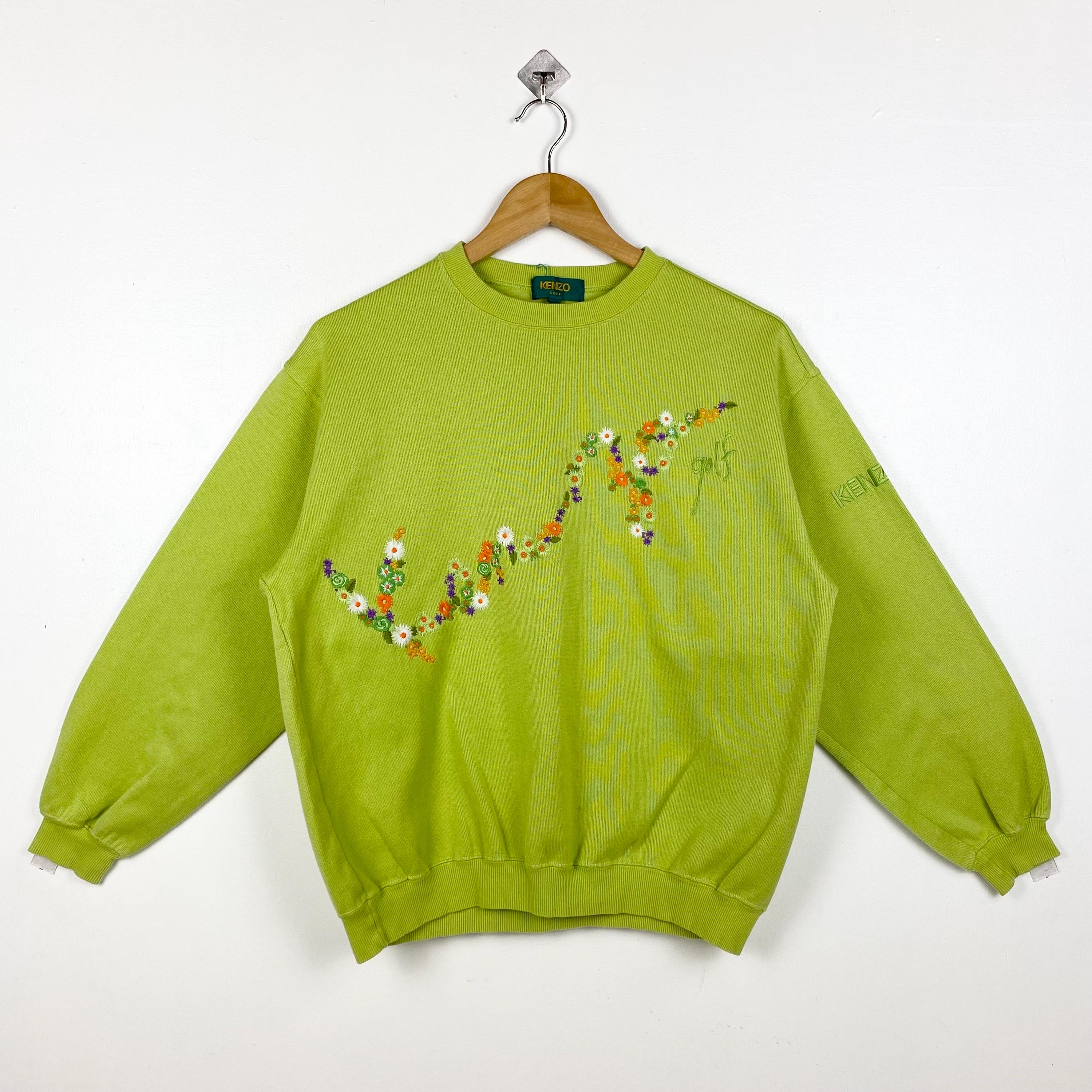 【KENZO】1990s Logo Embroidery Sweat Shirt Vintage 90s Kenzo Golf Embroidered Sweatshirt L Size Grey
