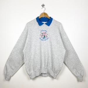 90s Alaska Sweatshirt Embroidery Logo Grey Color Men’s L