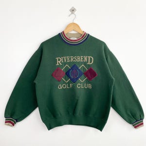 90s Riverbend ‘Golf’ Club Crewneck Sweatshirt Embroidery Logo Green Color Men’s Fit S