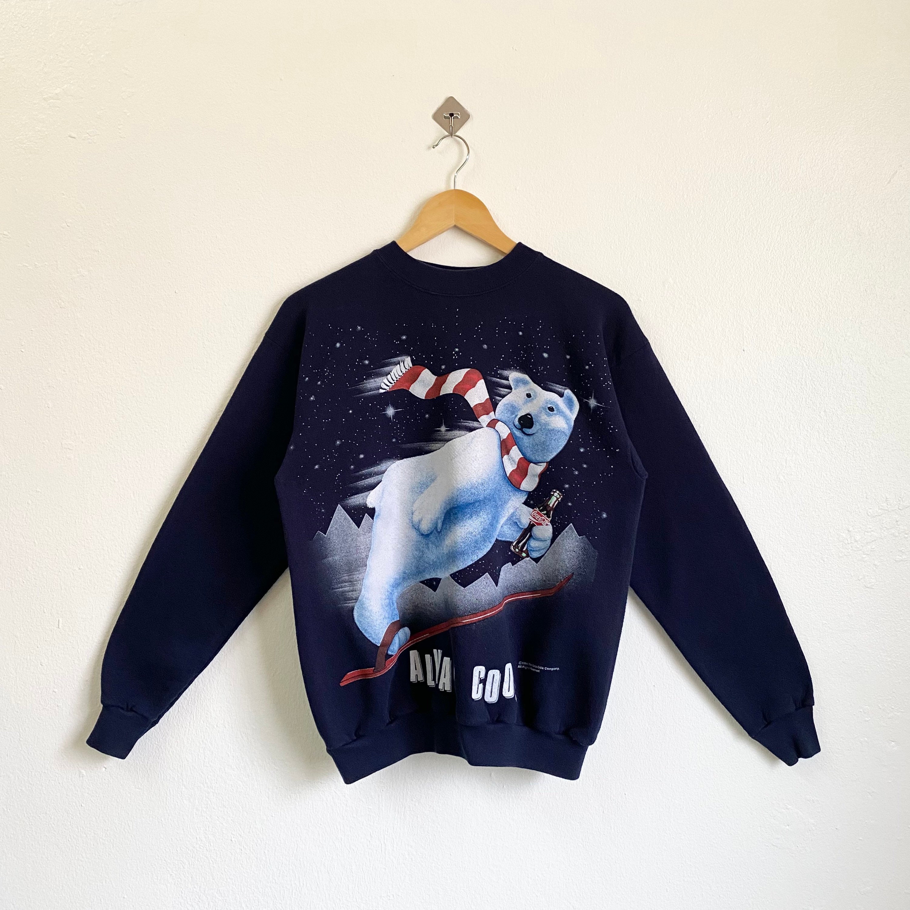 90s Coke Bear Crewneck Sweatshirt Print Logo Blue Color Mens - Etsy Canada