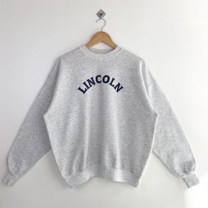 90s Lincoln Crewneck Sweatshirt Print Logo Grey Color Men’s XL