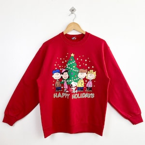 Vintage Peanuts ‘Snoopy’ Crewneck Sweatshirt Print Logo Red Color Men’s M