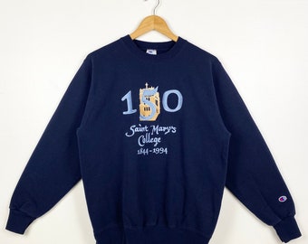 90s Saint Mary's College Crewneck Sweatshirt Embroidery Logo Blue Color Men’s L