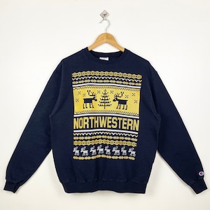 Vintage NCAA Northwestern University ‘Wildcats’ Crewneck Sweatshirt Print Logo Blue Color Men’s M