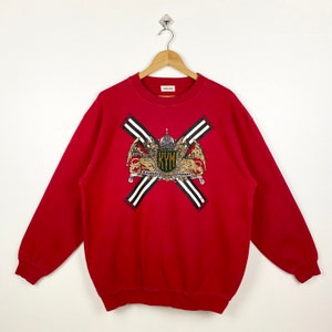 Bluza z okrągłym dekoltem z lat 90. Kansai Yamamoto z haftowanym logo w kolorze czerwonym, męska L