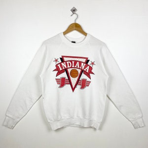 90s NCAA Indiana University Bloomington ‘Hoosiers’ Sweatshirt Print Logo White Color Men’s Fit M