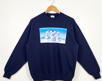 Sudadera de cuello redondo con estampado de Mickey Mouse de Disney de los 90, color azul, talla M para hombre.