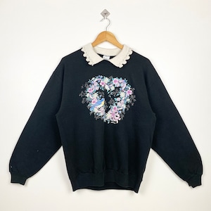 90er Jahre Gopher Kunst Sweatshirt Druck Logo Schwarze Farbe Damen L