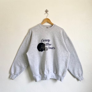 90s Carey Blue Devils football Crewneck Sweatshirt Embroidery Logo Grey Color Men’s XL