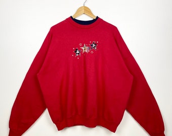 Vintage Disney Crewneck Sweatshirt Embroidery Logo Red Color Men’s XL