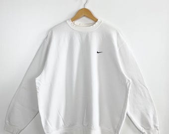 Vintage Nike Crewneck Sweatshirt - Embroidery Logo - White Color - Men’s XL