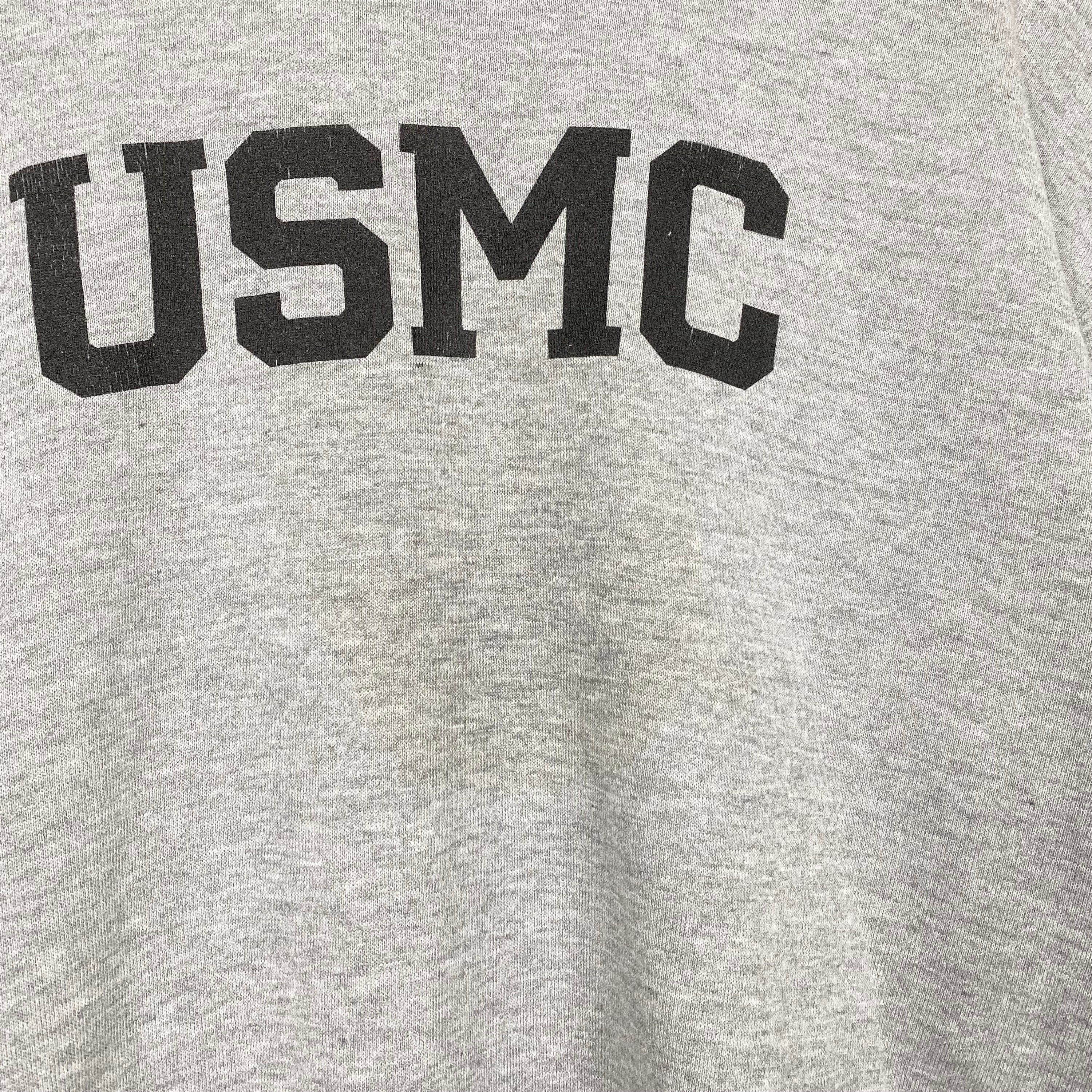 90年代 USMC クルーネック スウェットシャツ プリント ロゴ グレー