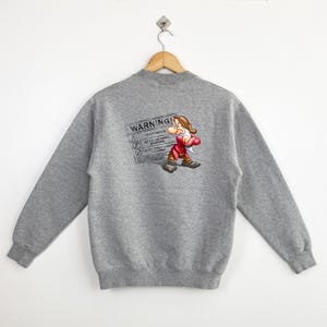 Vintage Disney Sneeuwwitje 'Grumpy' sweatshirt met ronde hals print logo grijze kleur heren S