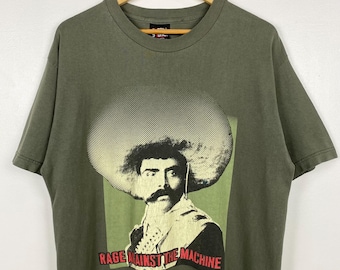 90s Rage Against the Machine Band T-shirt Print Logo Green Color