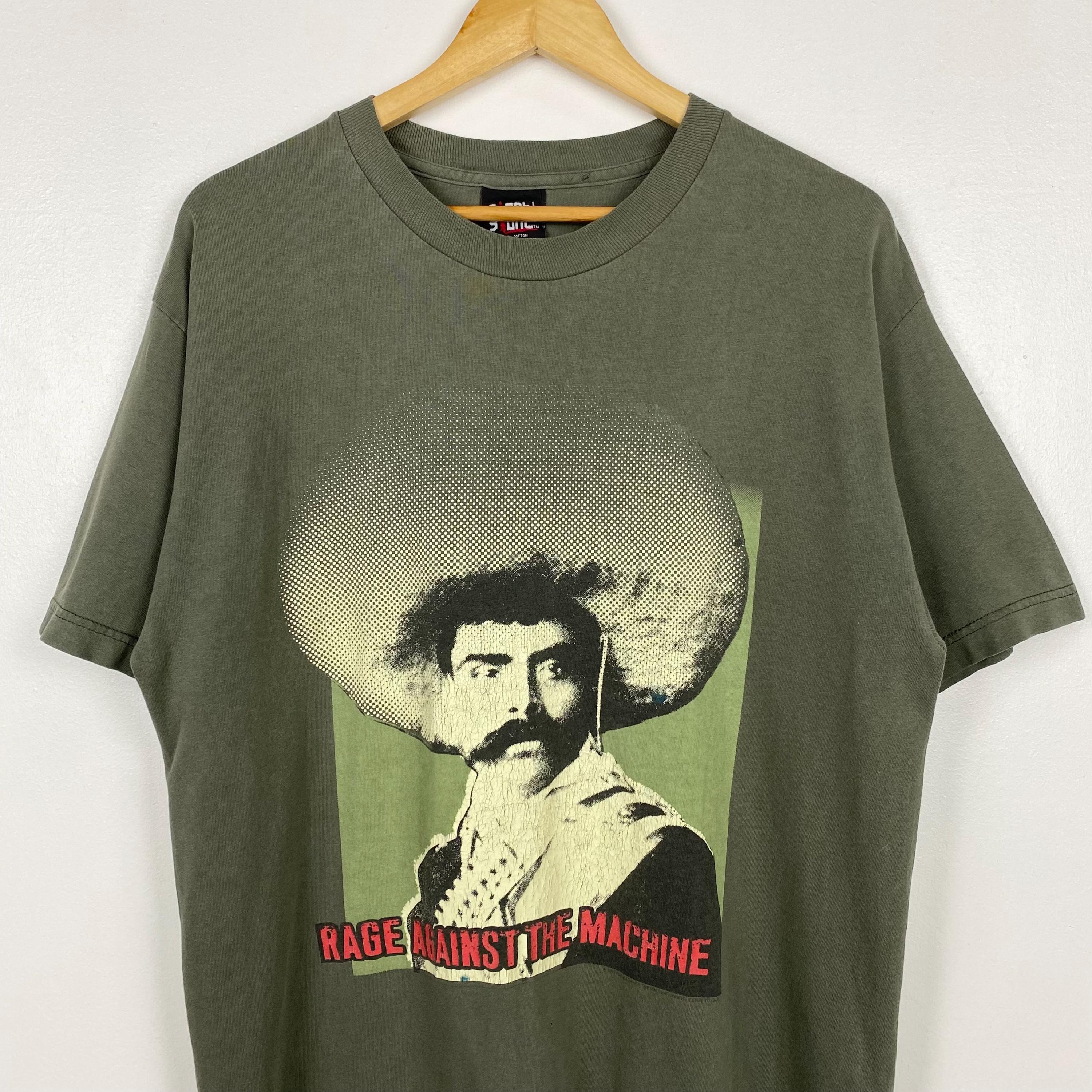 90s Rage Against the Machine Band T-shirt Print Logo Green Color