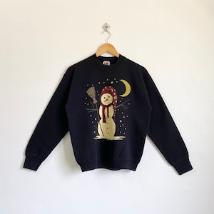 90s Snowman Crewneck Sweatshirt Print Logo Black Color Men’s M