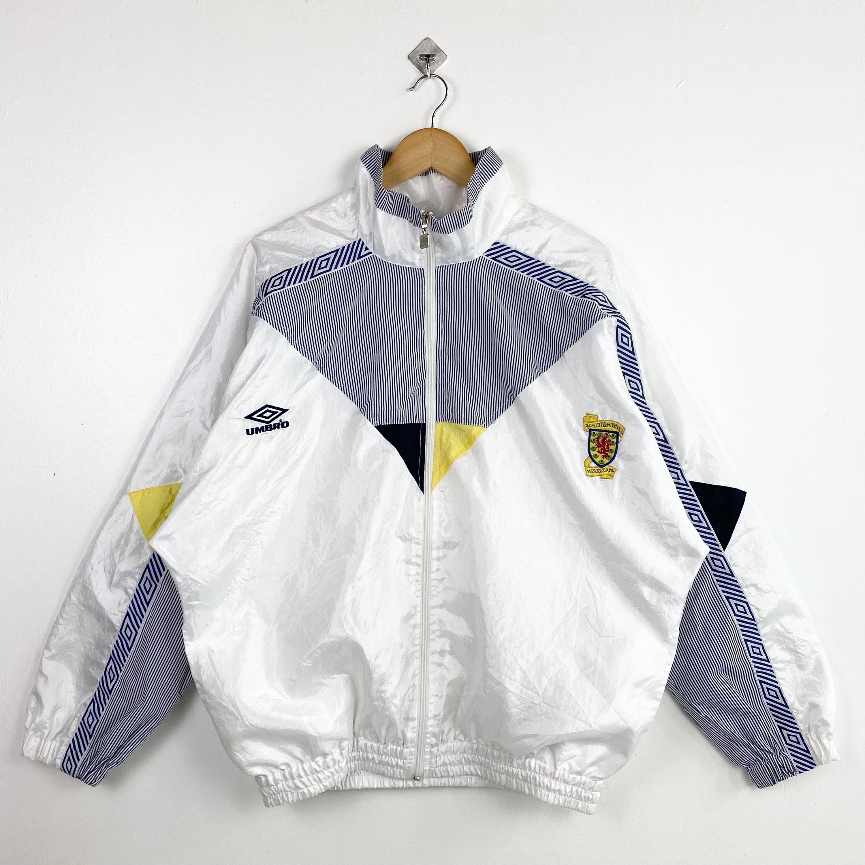 90s Scotland Football Windbreaker Jacket Embroidery Logo White