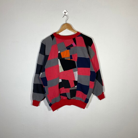 Vintage 90s Patchwork Sweatshirt Patchwork Crewnec
