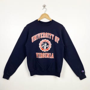Vintage NCAA University Of Virginia ‘Cavaliers’ Crewneck Sweatshirt Print Logo Blue Color Men’s S