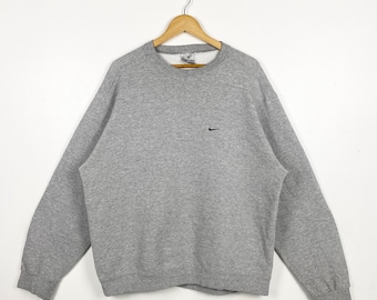 Vintage Nike Crewneck Sweatshirt - Embroidery Logo - Grey Color - Men’s XL