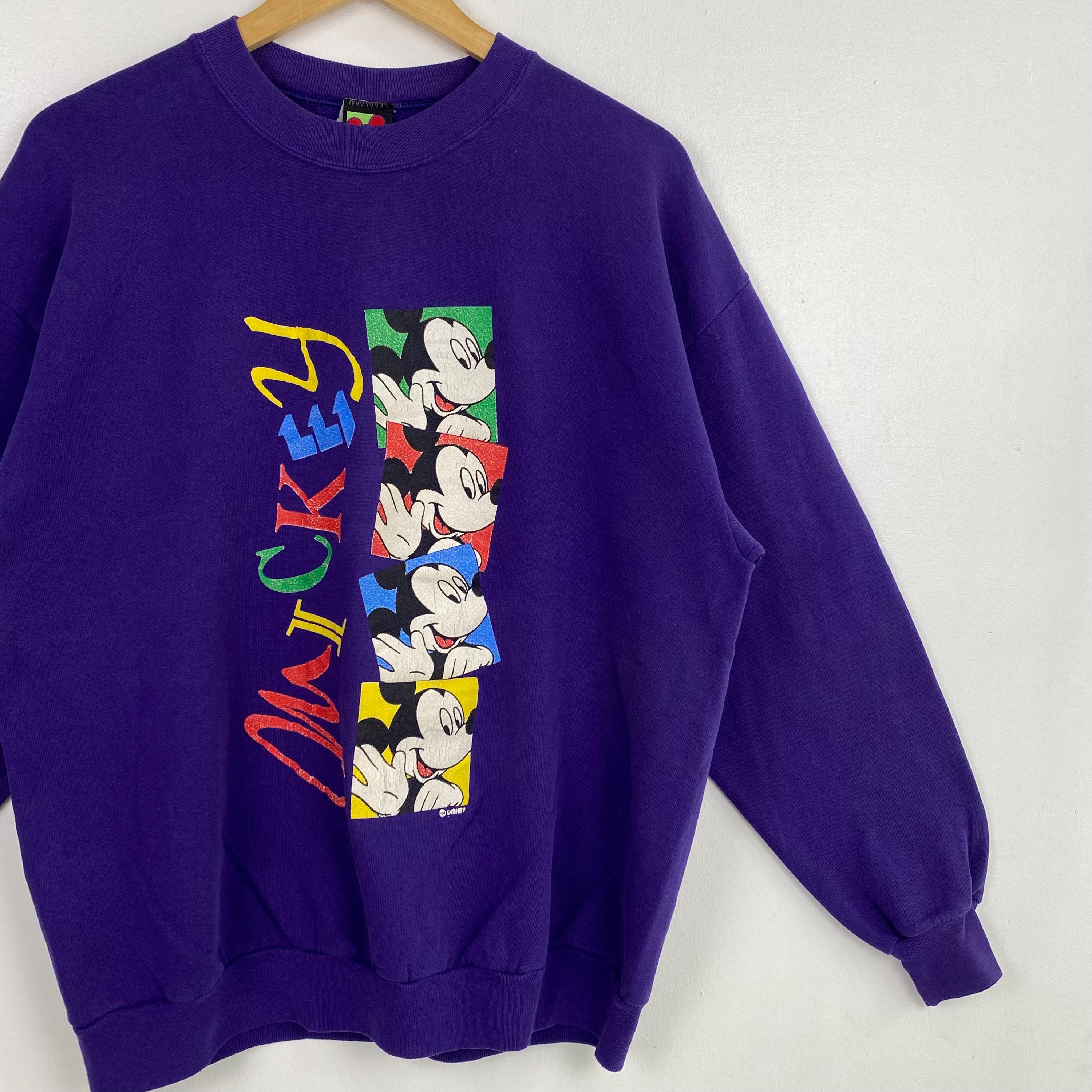 90s Disney 'mickey Mouse' Crewneck Sweatshirt Print Logo Purple
