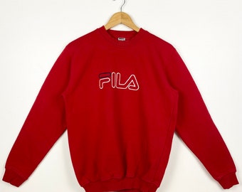 90s Fila Crewneck Sweatshirt Embroidery Logo Red Color Men’s S