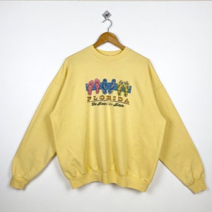 Vintage Florida Crewneck Sweatshirt Print Logo Yellow Color Men’s XL