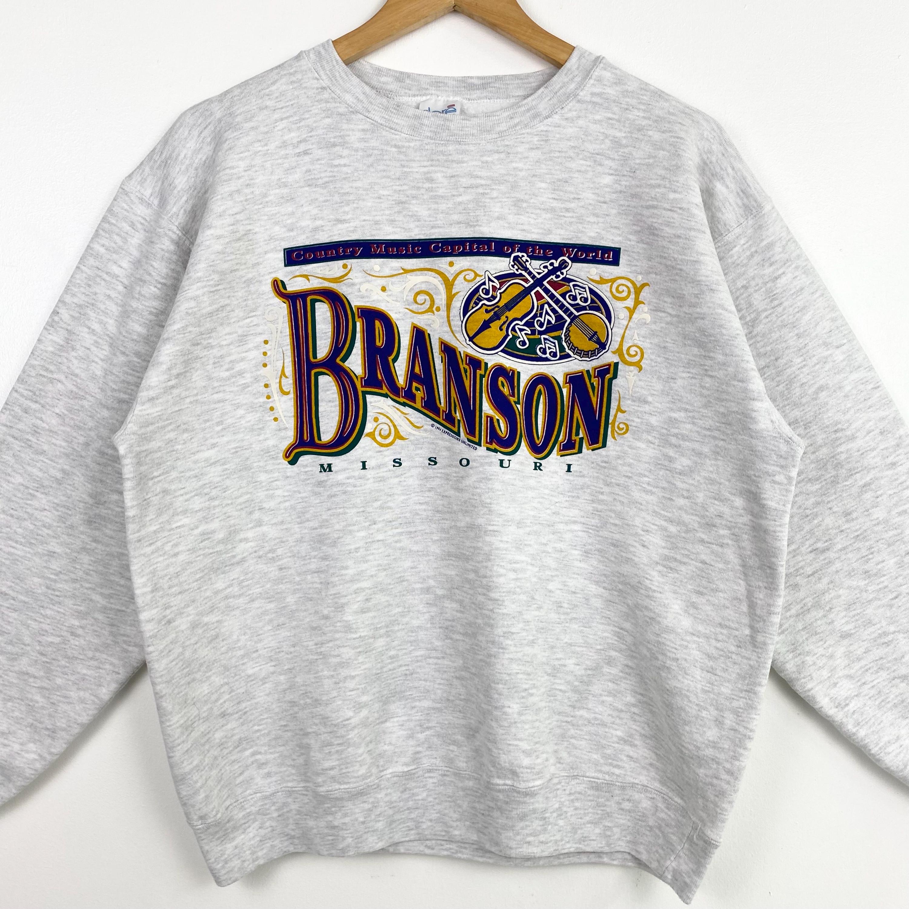 90s Branson Missouri Crewneck Sweatshirt Print Logo Grey
